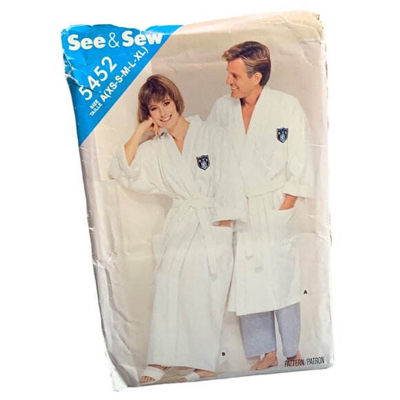 See & Sew Unisex Robe Sewing Pattern 5452 XS-XL - uncut - Picture 1 of 2